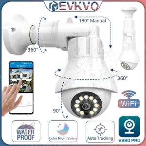 EVKVO 4MP E27 הנורה WIFI מעקב מצלמה אוטומטי מעקב 360 חיצוני PTZ IP מצלמה טלוויזיה במ