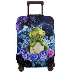 כל-בו Online מזוודה לילדים צפרדעים פרח נסיעות מזוודת מגן מזוודה רחיץ כיסוי מגן 18-32 אינץ' לילדים מבוגרים נשים