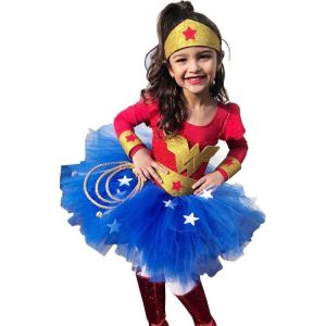 וונדר ילדה תלבושות שמלת Superhero תלבושות ילדי ליל כל הקדושים תלבושות לילדים