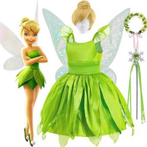 כל-בו Online תחפושות לפורים 2025 פורים 2023 טינקרבל תלבושות עבור בנות פרח פיות קוספליי תלבושות ילדים קרנבל ירוק נסיכת שמלת ילדי מתנת יום הולדת