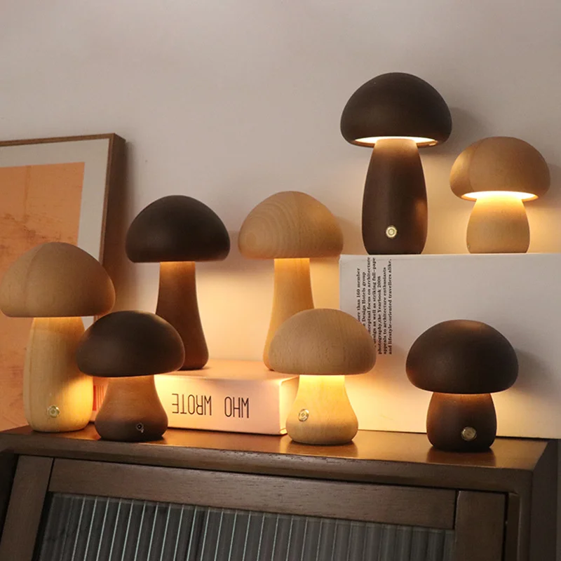 כל-בו Online אקססוריז לעיצוב הבית מנורת לילה LED INS עם מתג מגע עץ