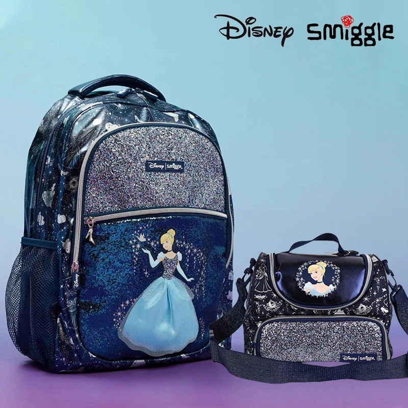 סט תיק ואביזרים מקורי של Smiggle Disney - סינדרלה בכחול כהה | מתנה מושלמת לתלמידים